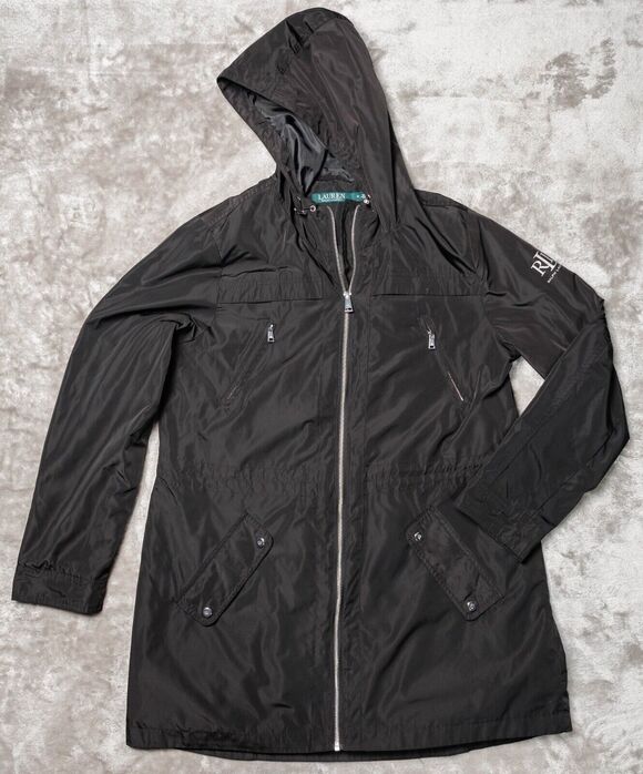 Ralph Lauren Jackets & Blazers - Ralph Lauren Black Silver Windbreaker Light Jacket Hoodie Womens Size M